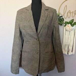 I JOAH Plaid Tailored Blazer in Brown and Black